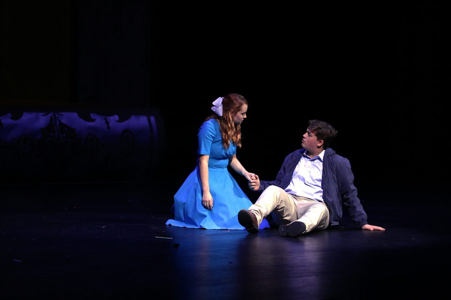 Junior Alexandra Walls and Sophomore Janson Hanes act together in theaters production of Big Fish.