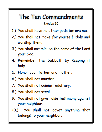 The 10 Commandments photo is curtesy ofThe Homeschool Daily. 